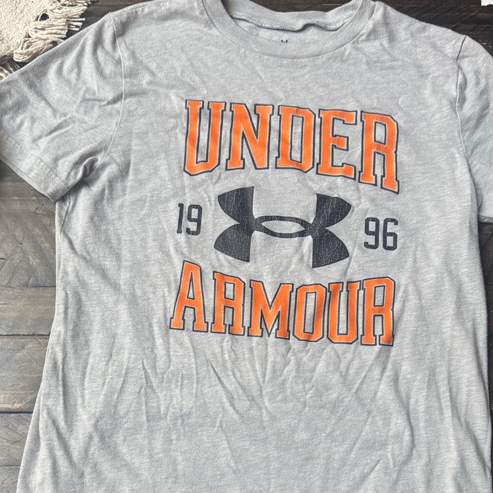 Under Armour Heather Gray Tee with Orange Accents